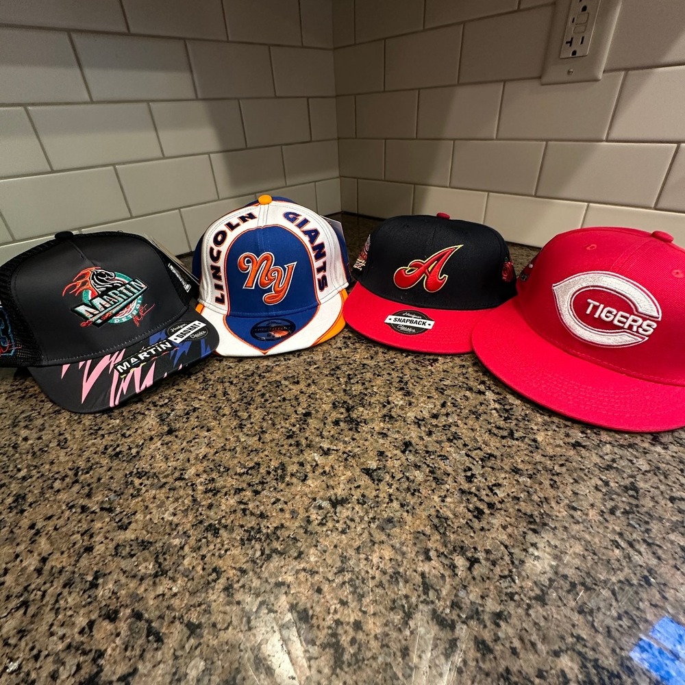 Lot of 4 Youth Hats Negro League Baseball Headgear Classics TOSA Martin